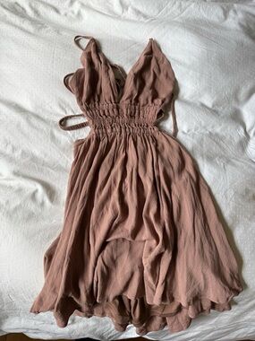 Lovely Day Rose-Taupe Elastic Waist Sundress NWT
